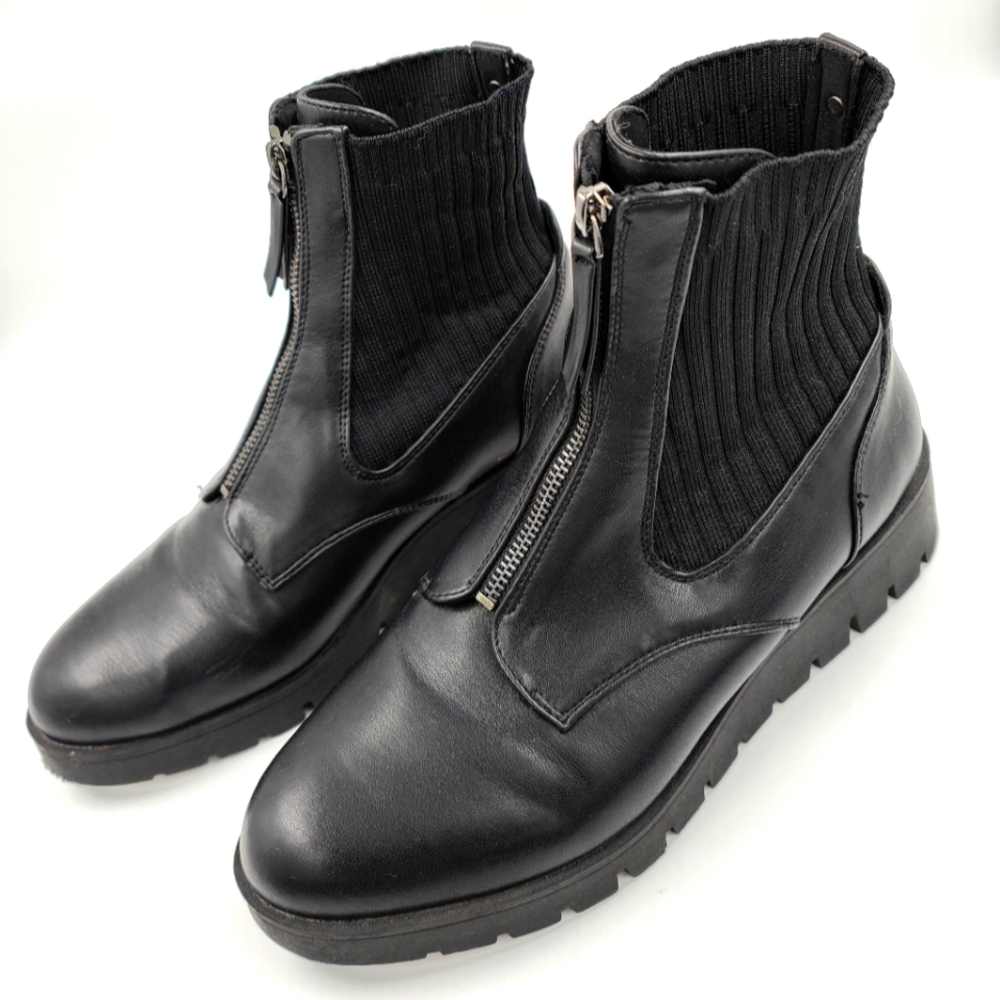 Women's Size 9 Anne Klein Black Boots - Ulema Low Wedge Ankle Booties
